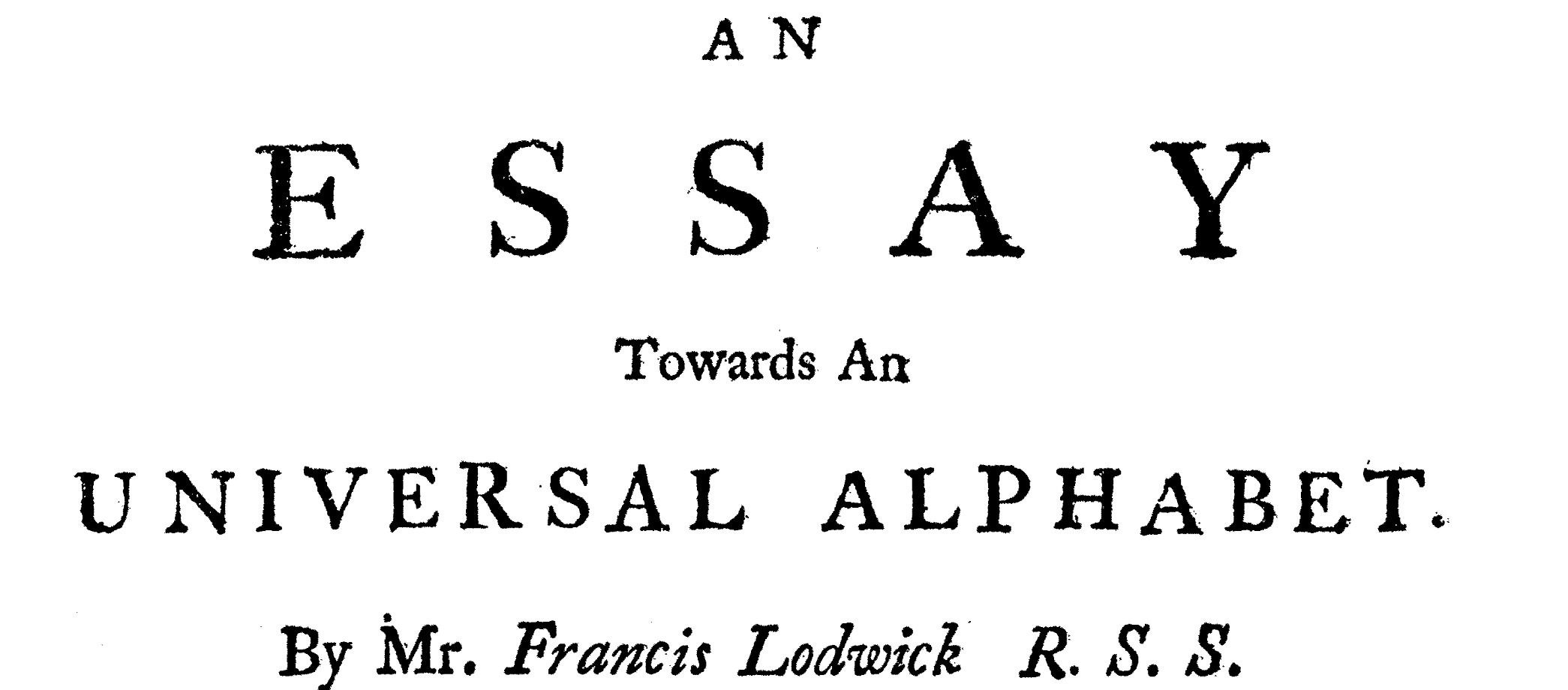 Эссе об Универсальном алфавите Фрэнсиса Лодвика
